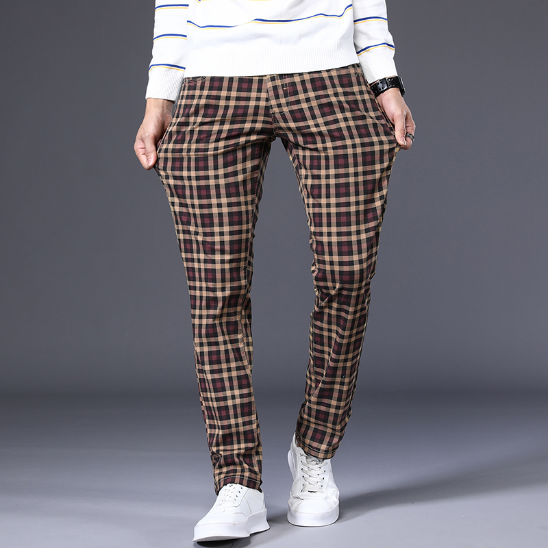 若い男性のためのクラシックなチェックパンツ,高品質の綿,スト - Mens Fashion Young のレビューと価格